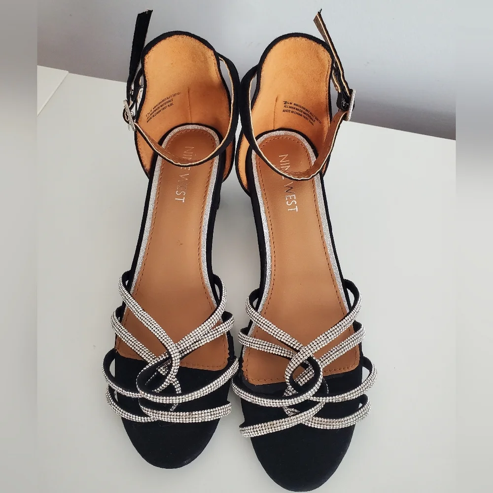 Nine West Girl's Dressy Rhinestone Heels Size 2.5 Black